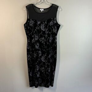 VTG Olivia Matthews Womens Black Floral Mesh Dress Size Large Y2K Whimsigoth